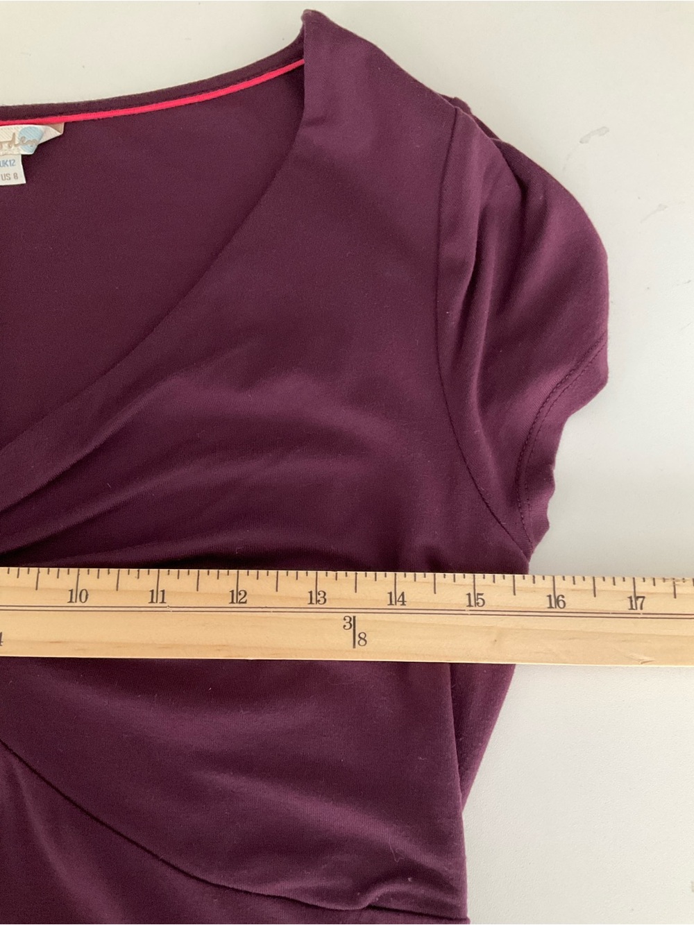 Boden 8 Short-Sleeve Ruched V-Neck Top - Picture 8 of 9